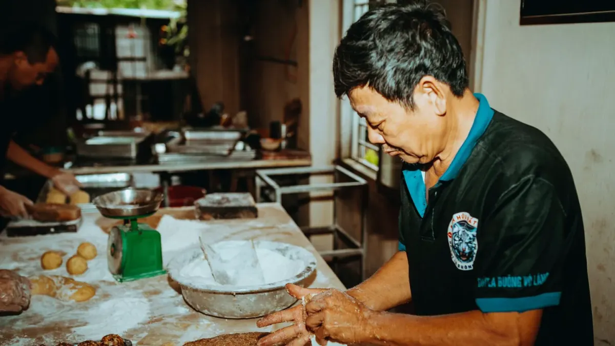 Dog owner preparing a meal