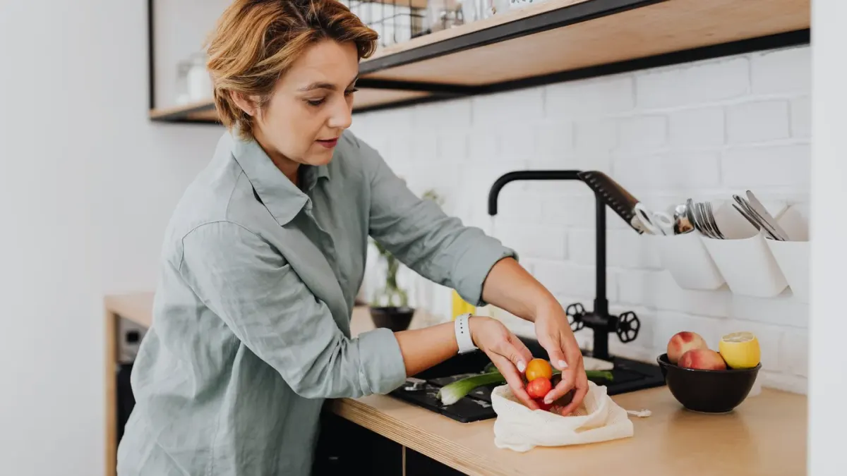Dog owner preparing a meal
